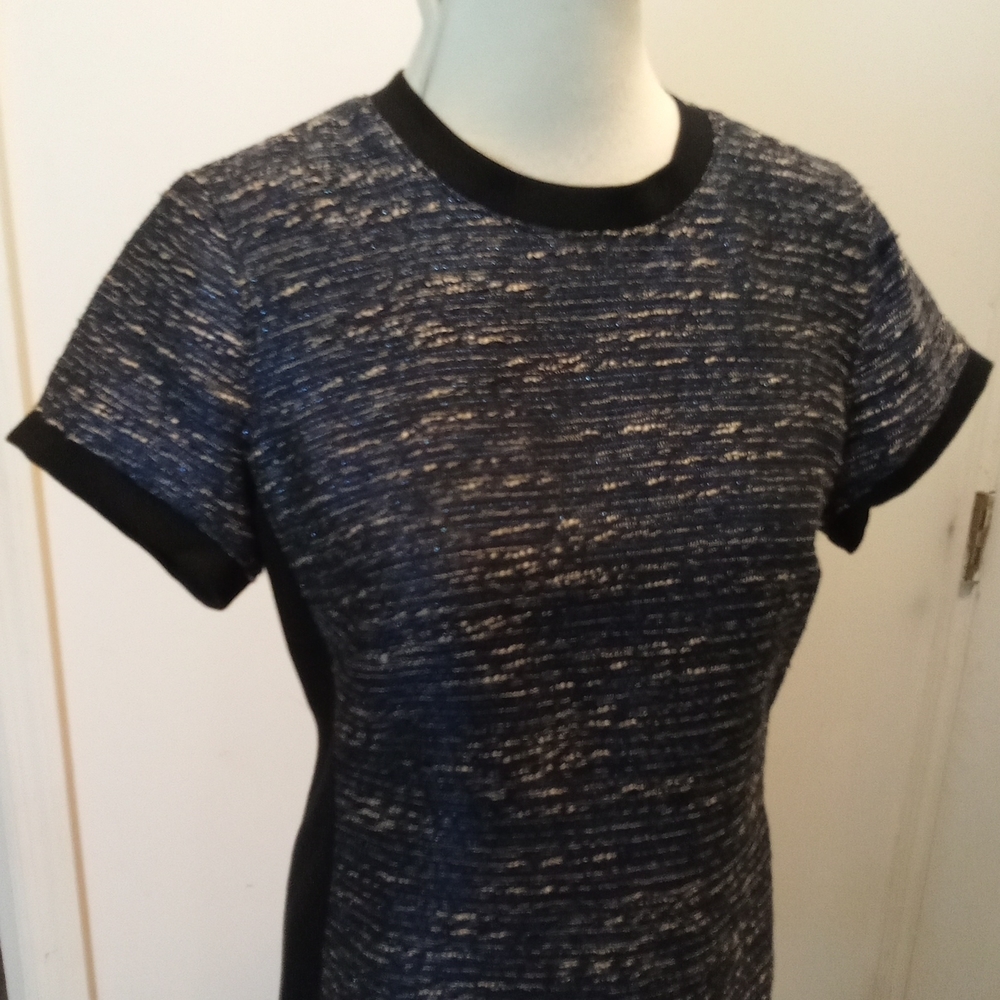 Madewell Black & blue Textured Mini Shift Dress - Picture 2 of 6